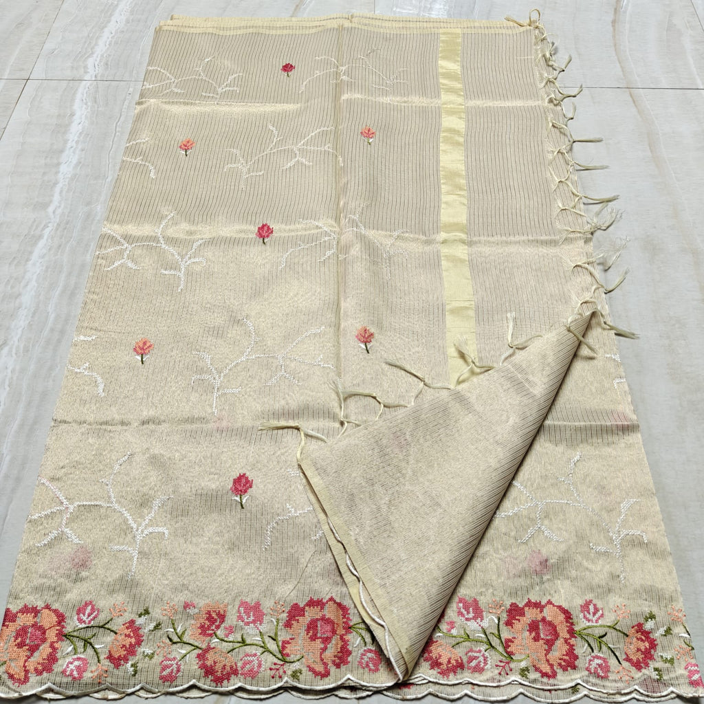 Tissue Kota Embroidery Saree With Blouse