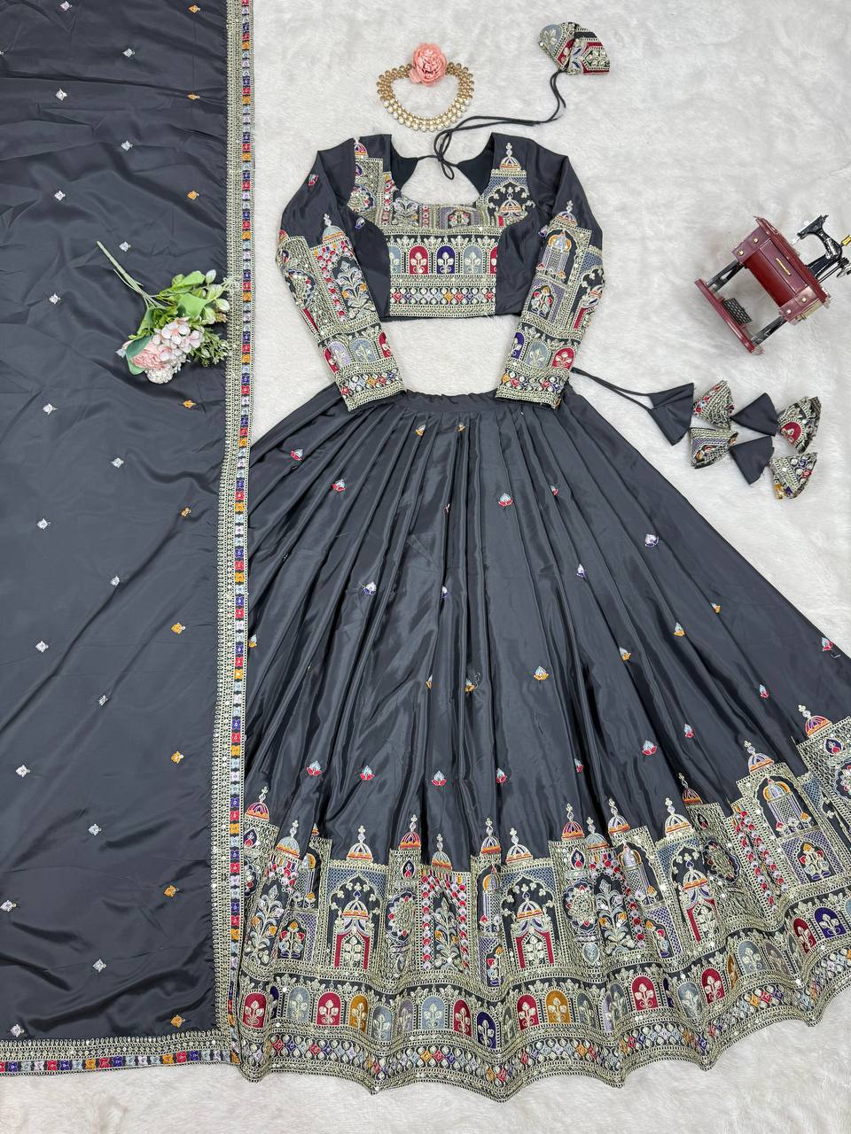grey  lehenga