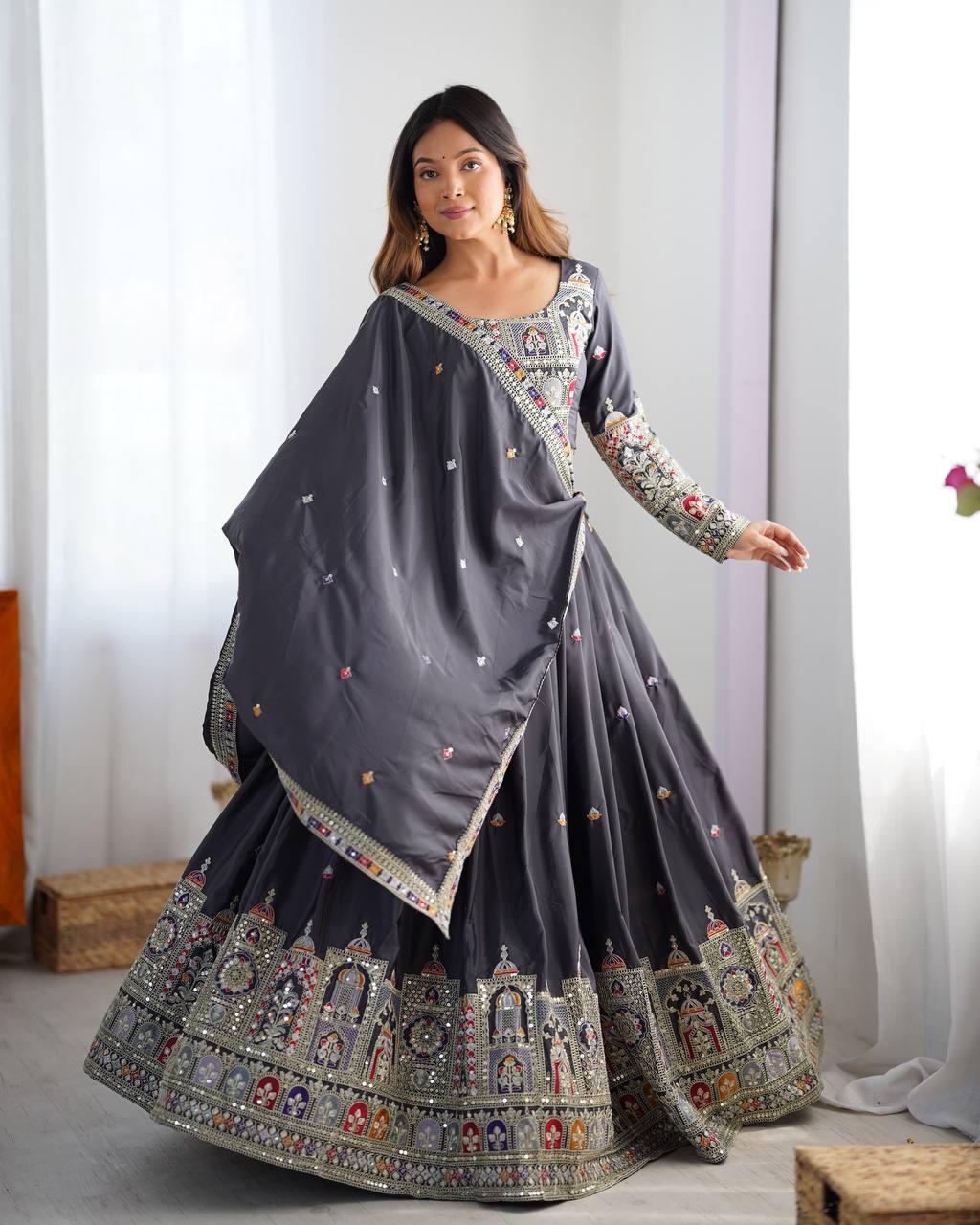 grey lehenga