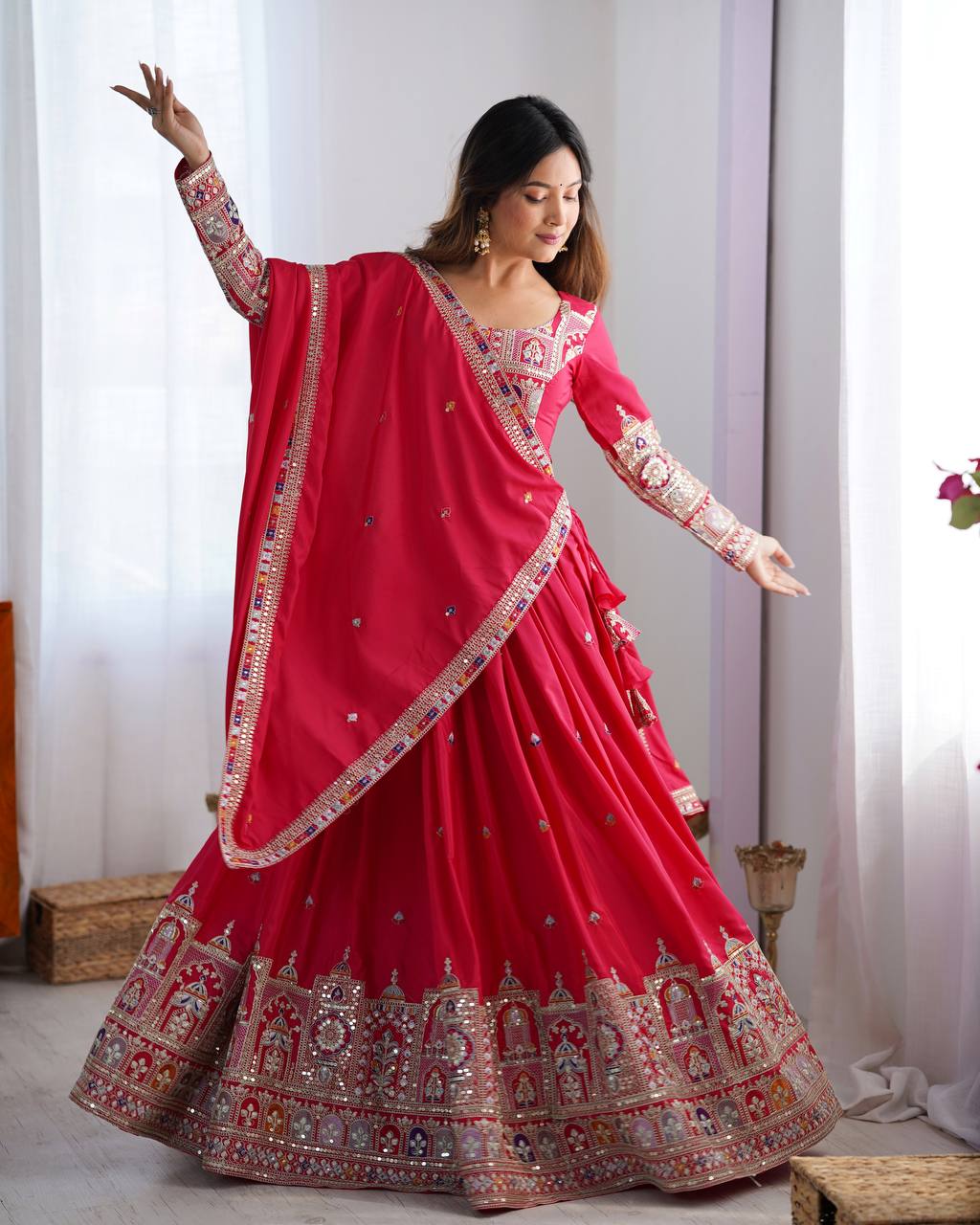 red lehenga