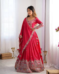 red lehenga